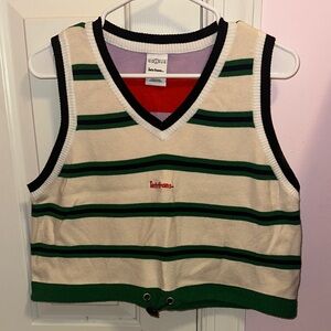 Iets Frans stripe logo cinched waist sweater vest